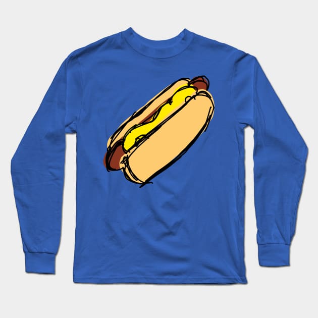 Hot Dog with Mustard Long Sleeve T-Shirt by SpookyMeerkat